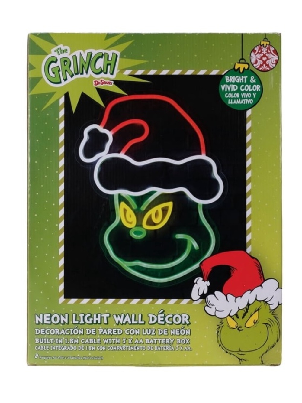NIB. DR. SEUSS The Grinch Neon Light Wall Dรฉcor